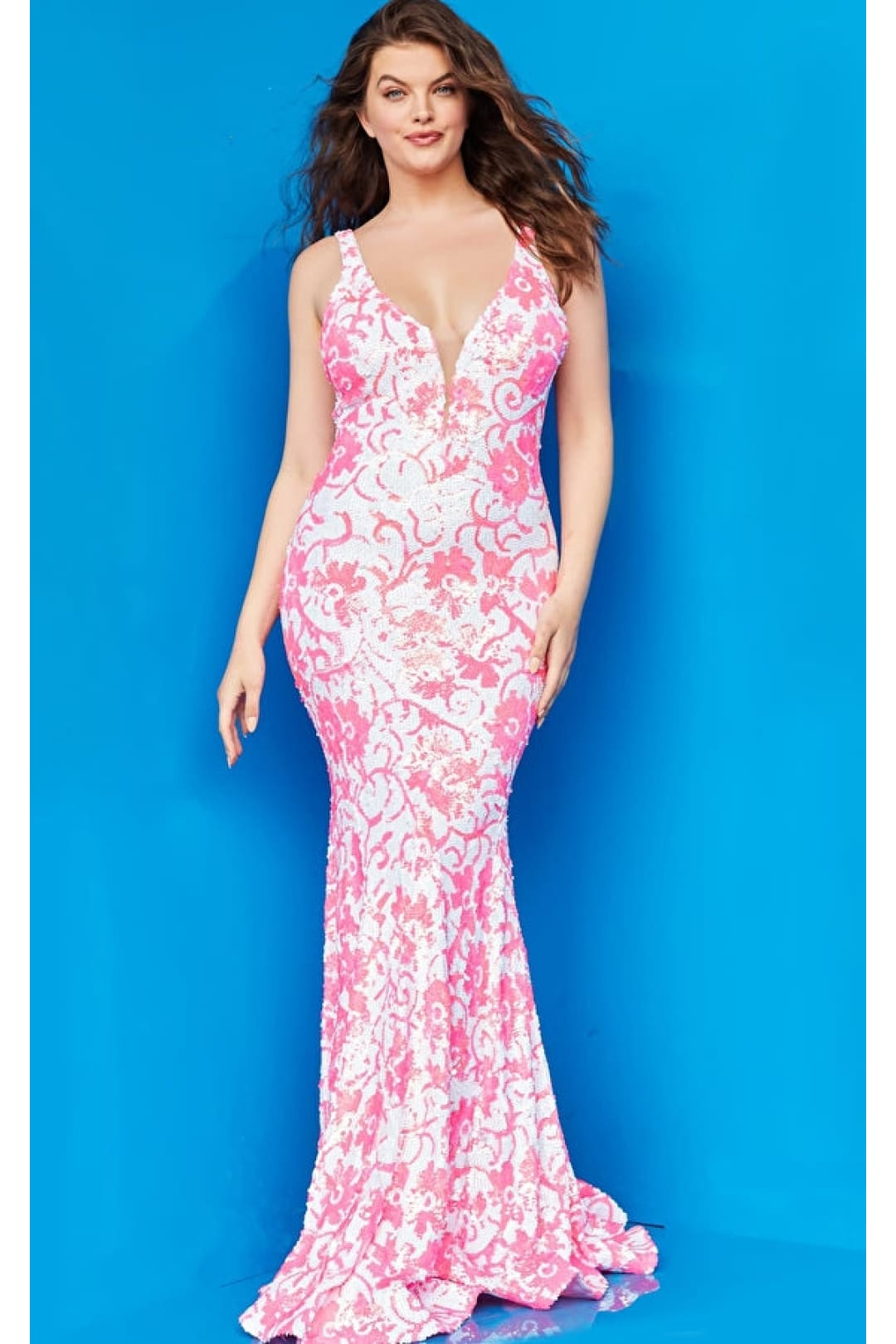 Jovani 08257 Sequin Prom Dress with Floral Print - Apparel & Accessories > Clothing > Dresses