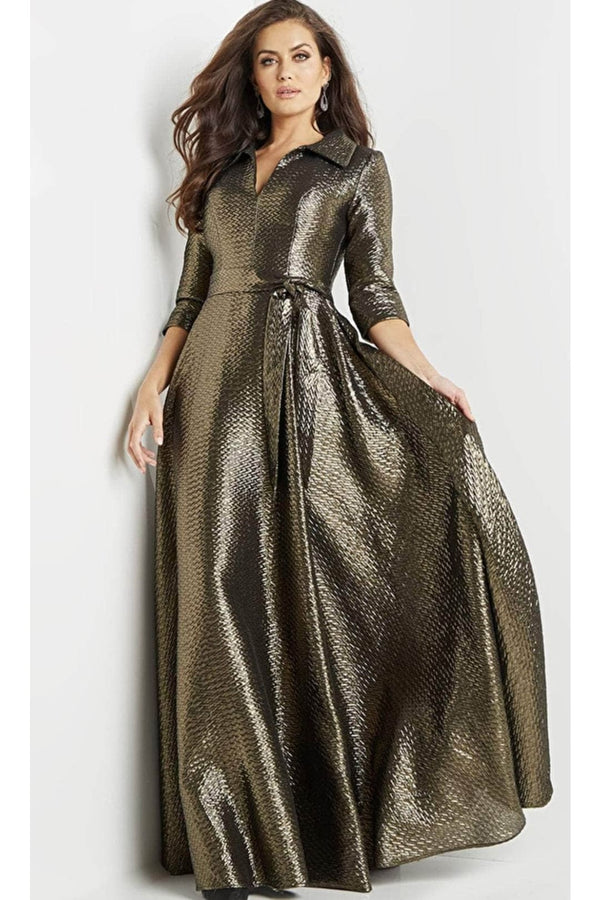 Jovani - 08388 A-Line Evening Gown with Long Sleeves - Prom