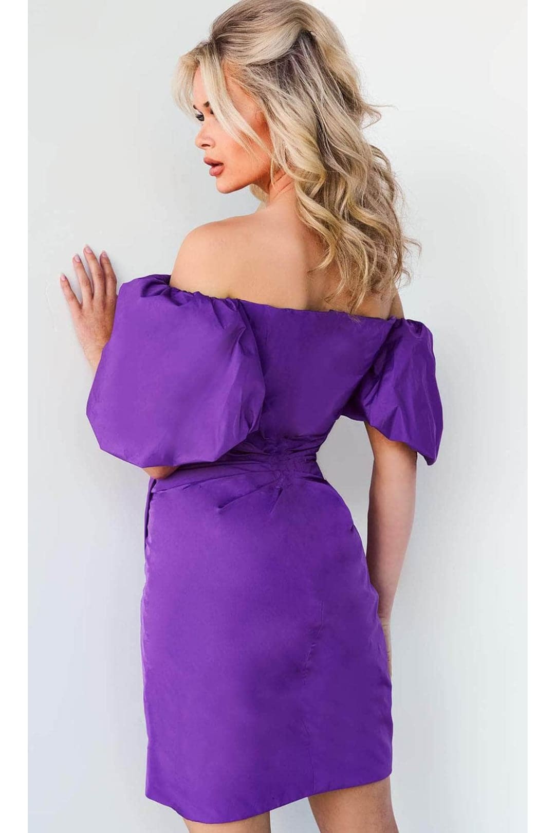 Jovani 09476 Draped Off-Shoulder Cocktail Dress for After Prom - Purple / 00 - Prom