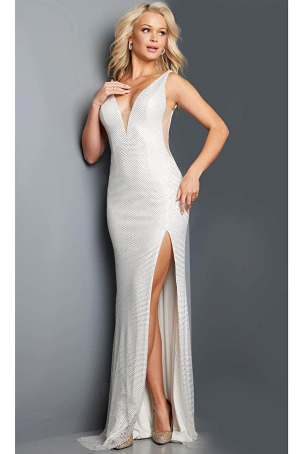 Jovani 09891 - Beaded V-Neck Prom Dress - Prom