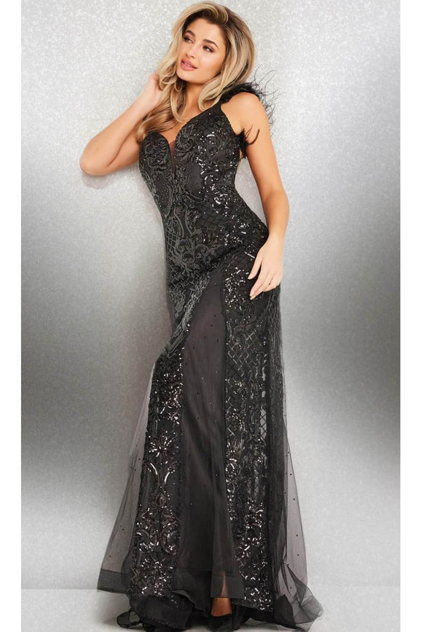 Jovani 22507 - Sequined Backless Prom Gown - Prom