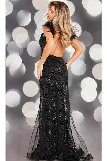 Jovani 22507 - Sequined Backless Prom Gown - Prom