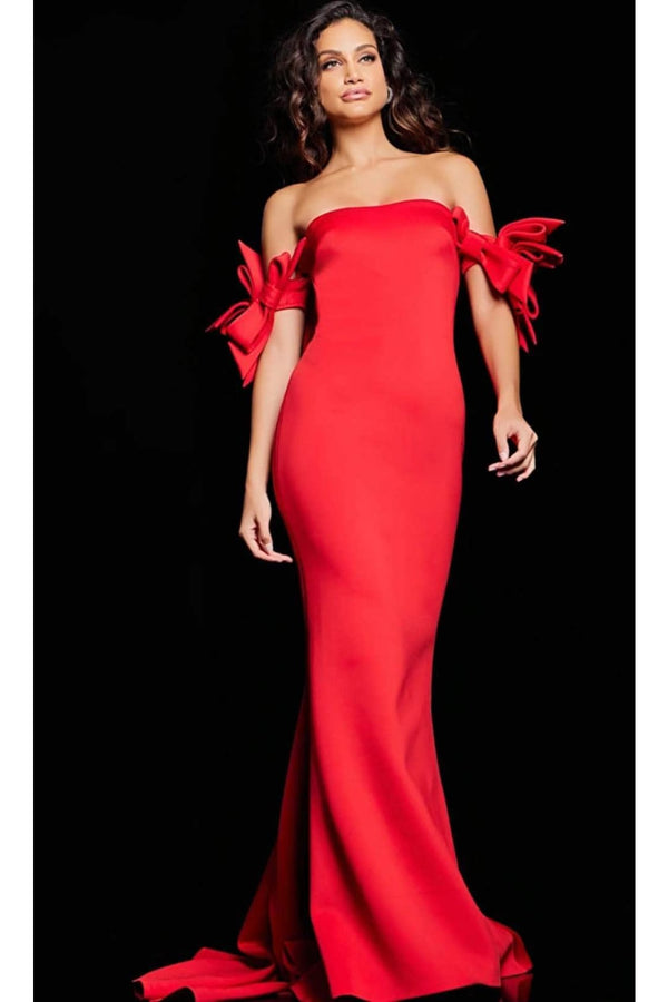 Jovani 23030 - Lace Evening Dress with Feather Fringes - Prom