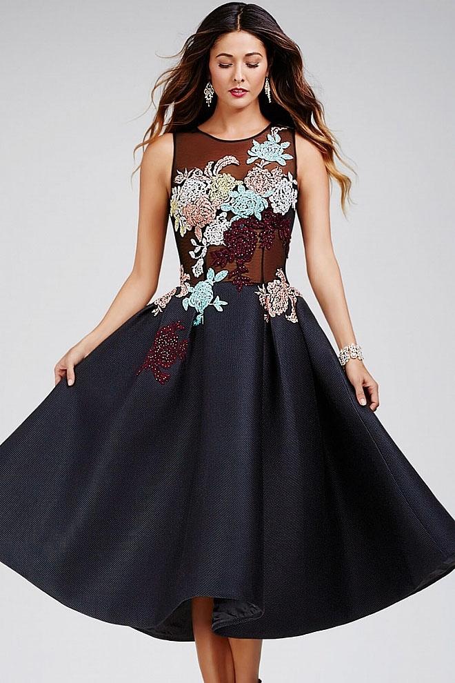 Jovani 23695 - Vibrant Multi-Colored Sheer Jewel A-Line Dress - Prom