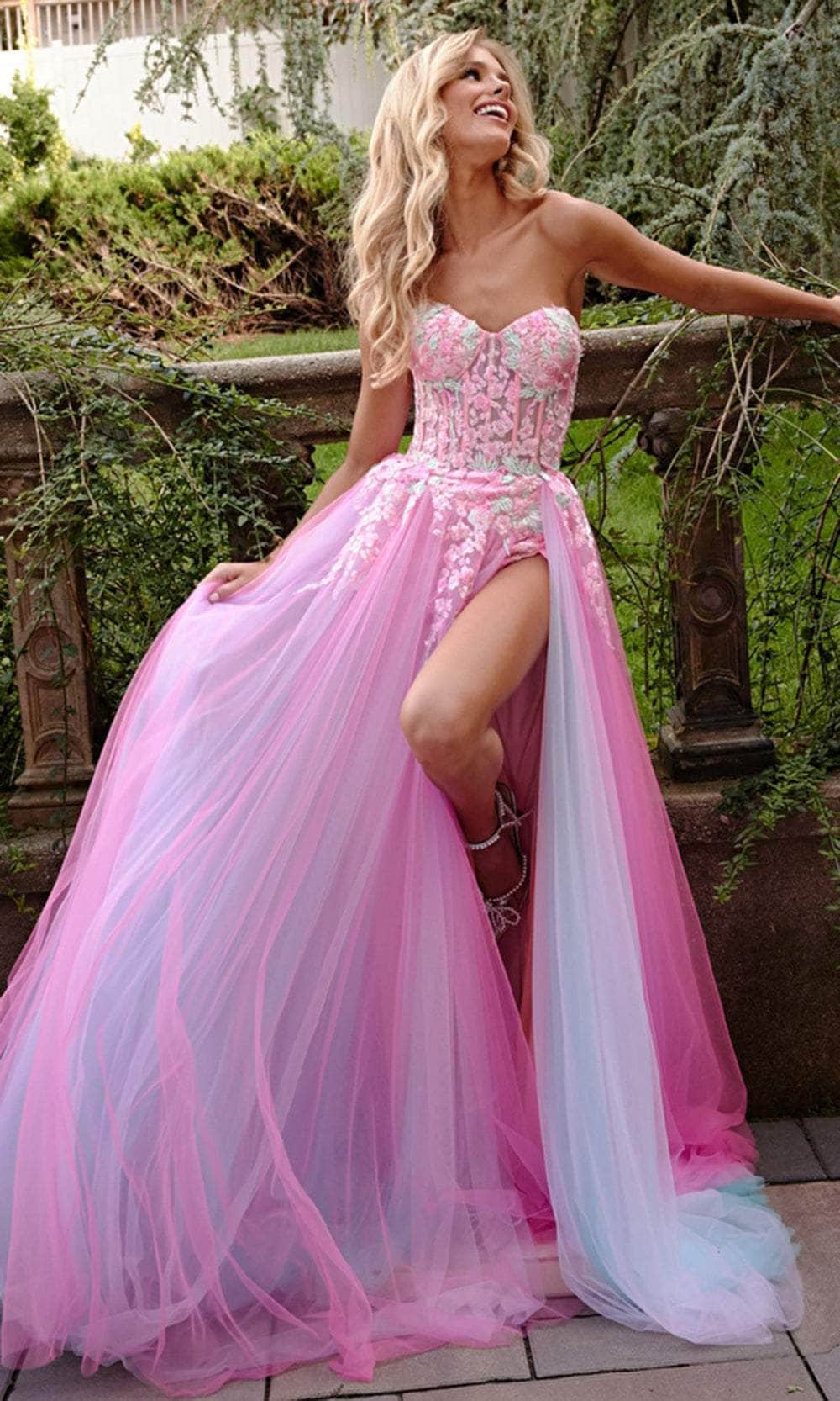 Jovani 23713 - Strapless Appliqued Prom Dress - Prom