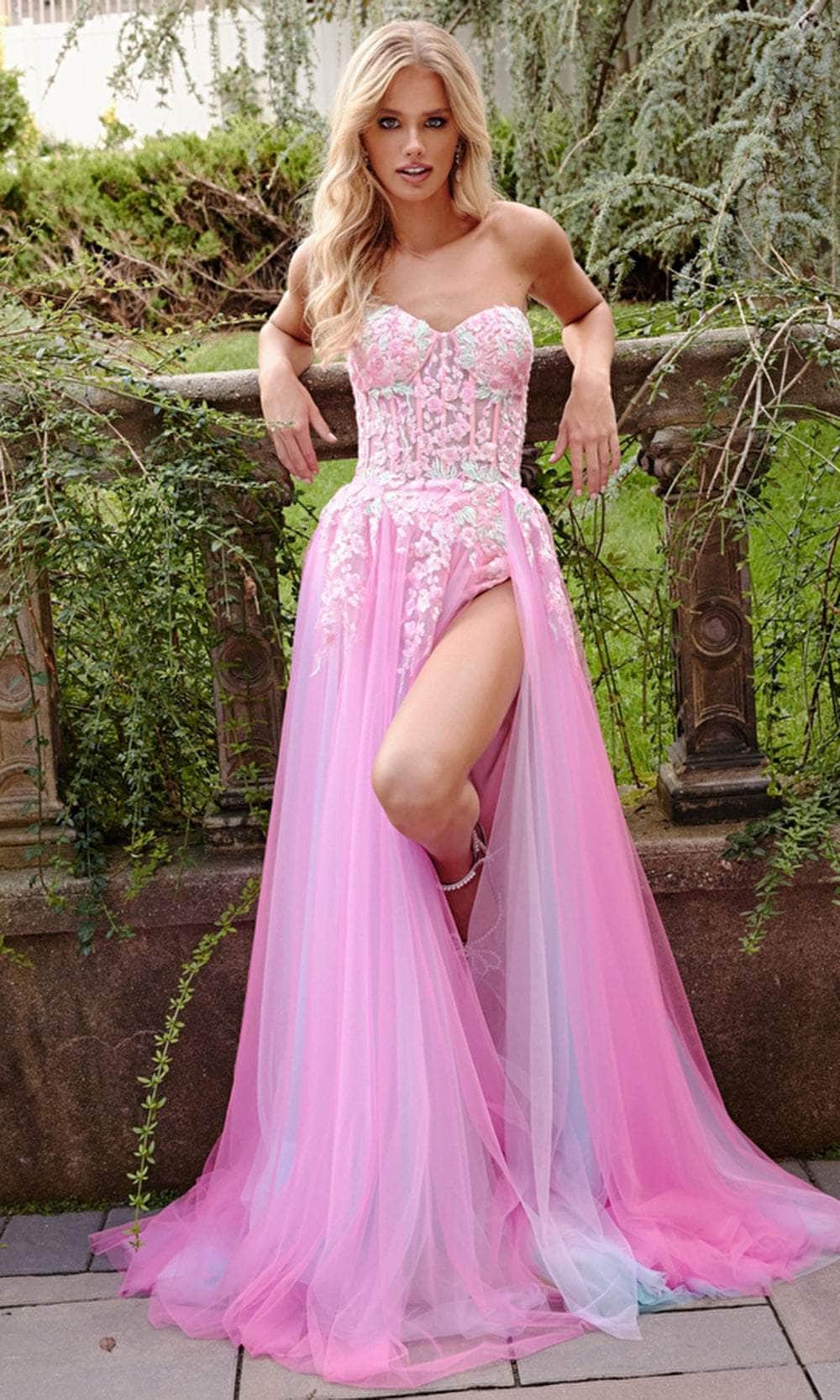 Jovani 23713 - Strapless Appliqued Prom Dress - Prom