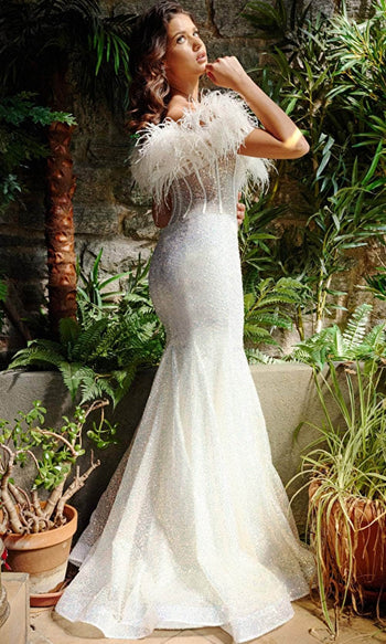 Jovani 23958 - Boned Bodice Glittery Mermaid Gown - Prom