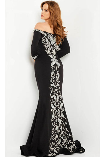 Jovani 24328 - Exquisite Off-Shoulder Beaded Dress with Embellishments - Prom