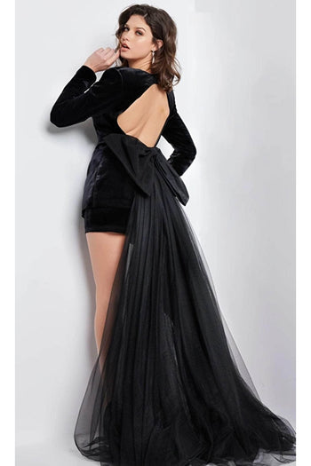 Jovani 25741 - Sheath Gown with Tulle Cape - Prom