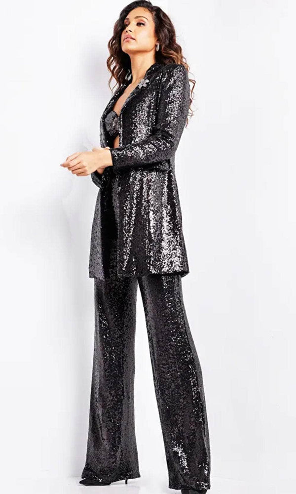 Jovani 25749 - Blazer Open Front Three Piece Set Pantsuit - Prom