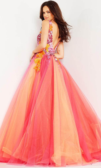Jovani 25800 - Sleeveless Floral Embroidery Ballgown - Prom