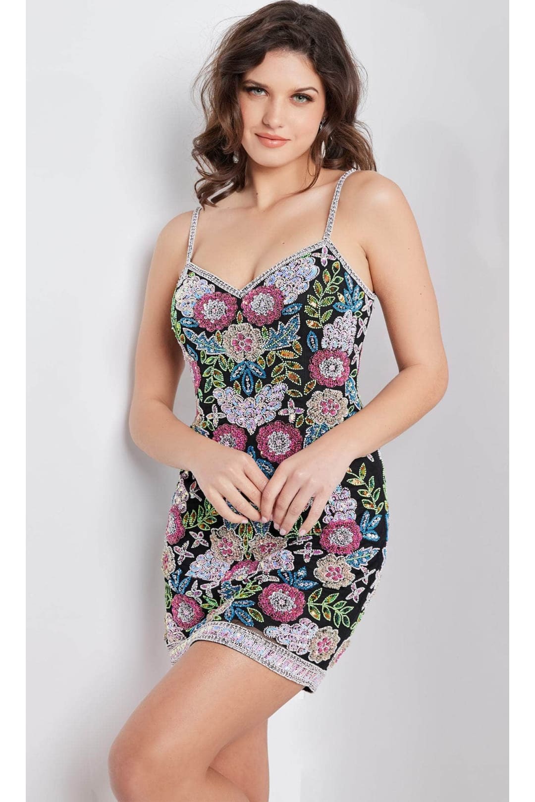 Jovani 25899 - Charming Floral Sleeveless Short Cocktail Dress - Prom