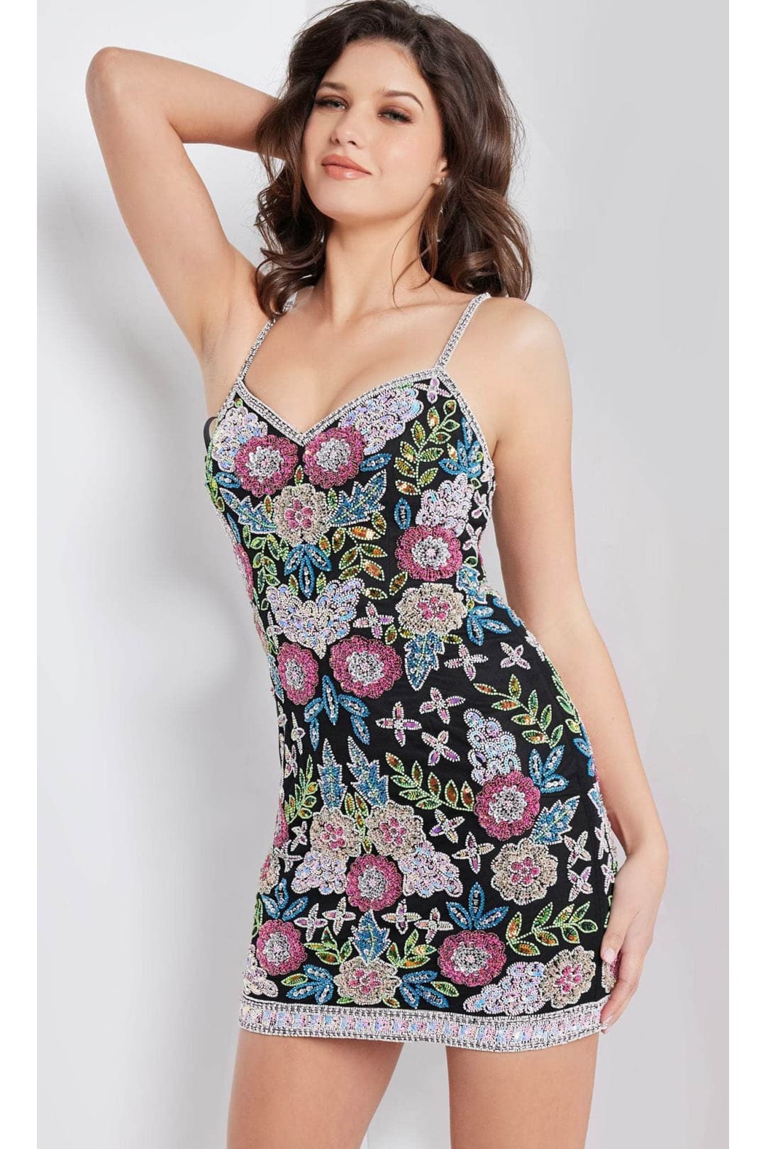 Jovani 25899 - Charming Floral Sleeveless Short Cocktail Dress - Prom