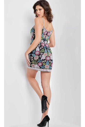 Jovani 25899 - Charming Floral Sleeveless Short Cocktail Dress - Prom