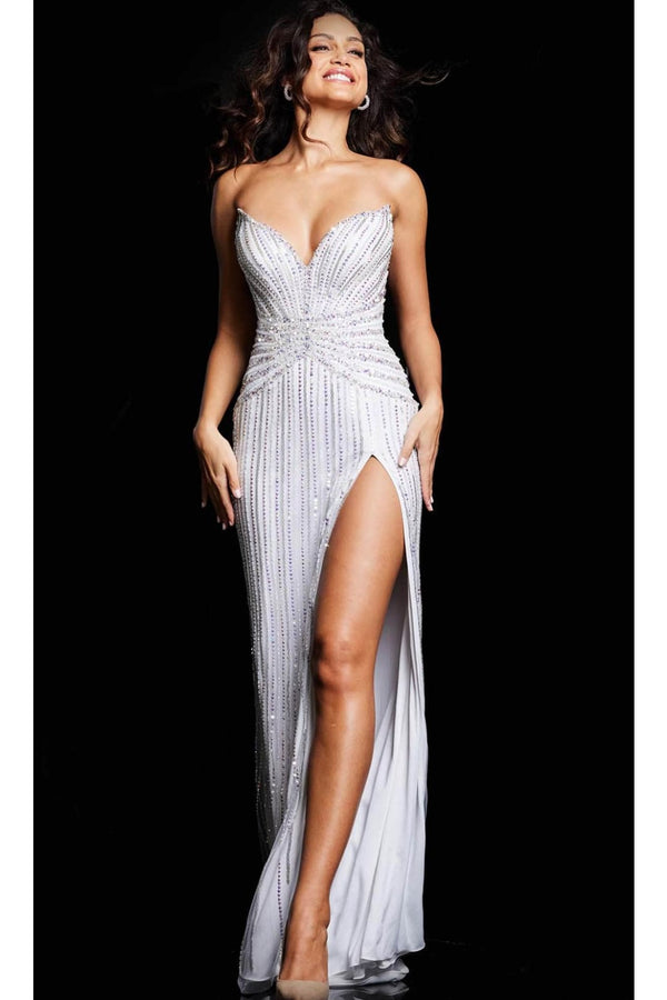 Jovani 26017 - Corset Bodice A-line Train Dress - Prom