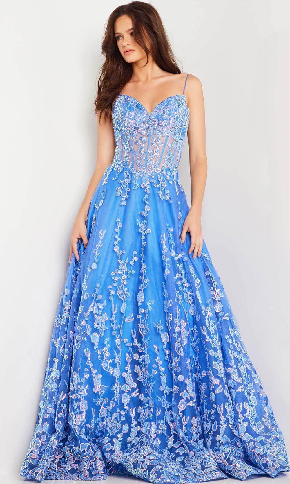 Jovani 29072 - Floral Corset-Detail A-Line Dress - Prom