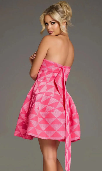 Jovani 34404 - Geometric One-Shoulder A-Line Dress