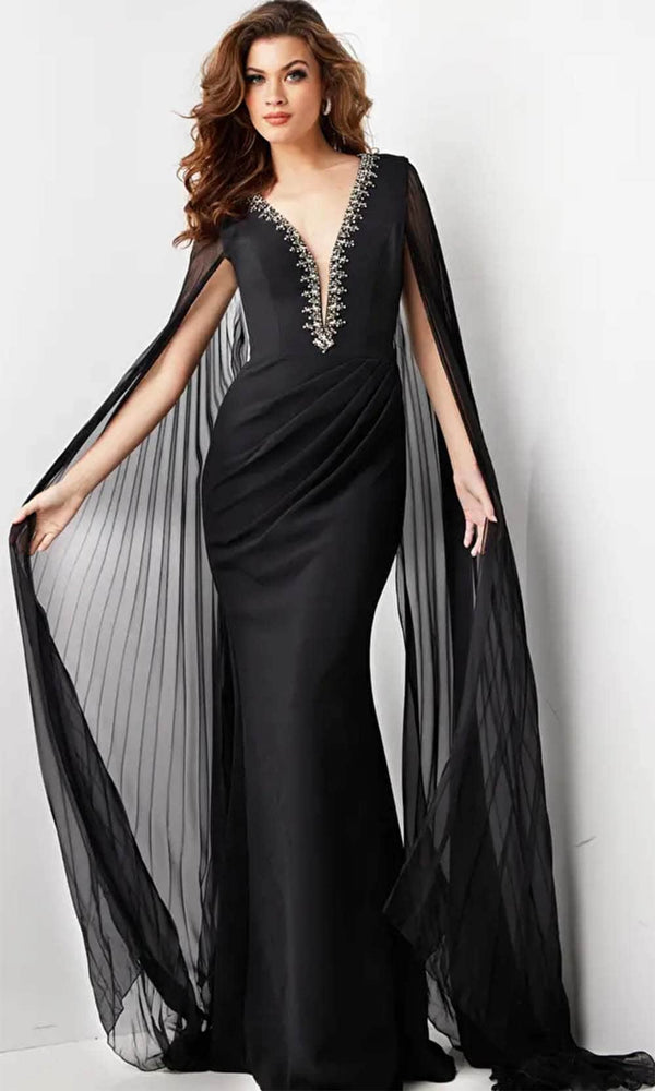 Jovani 36473 - Plunging V-Neck Prom Dress with Rhinestone Embellishments - Prom