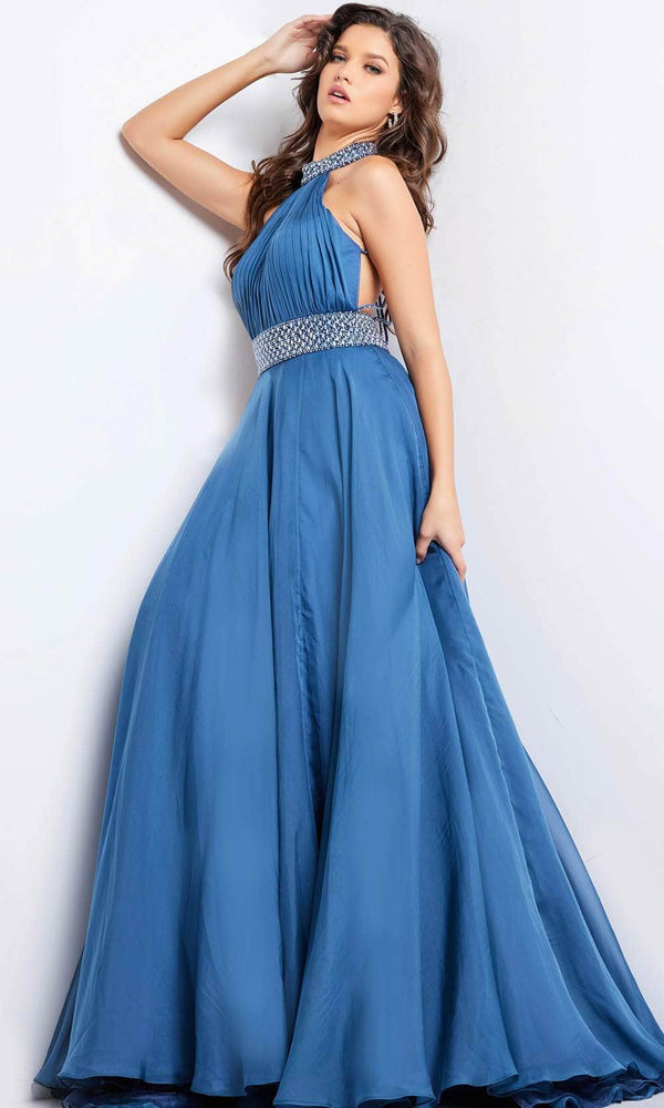Jovani 36749 - Halter Neck Ruched Prom Dresss - Prom