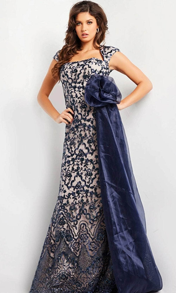 Jovani 37203 - Floral Dress with Embellished Waist - Prom