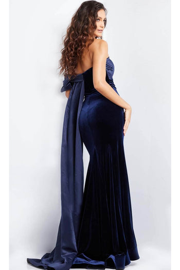 Jovani 37391 - Straight-Across Velvet Evening Gown - Prom