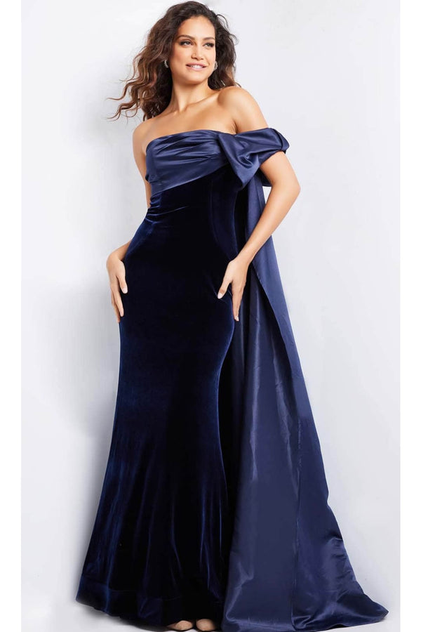 Jovani 37391 - Straight-Across Velvet Evening Gown - Prom