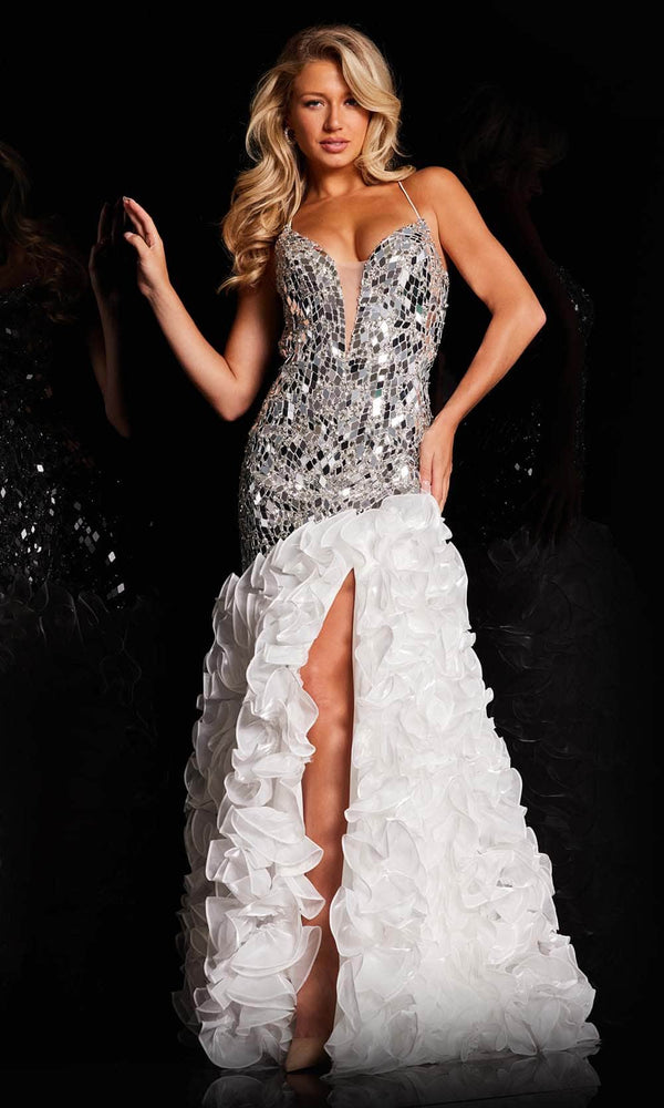 Jovani 37588 - Ruffle Detail Trumpet Prom Gown - Prom