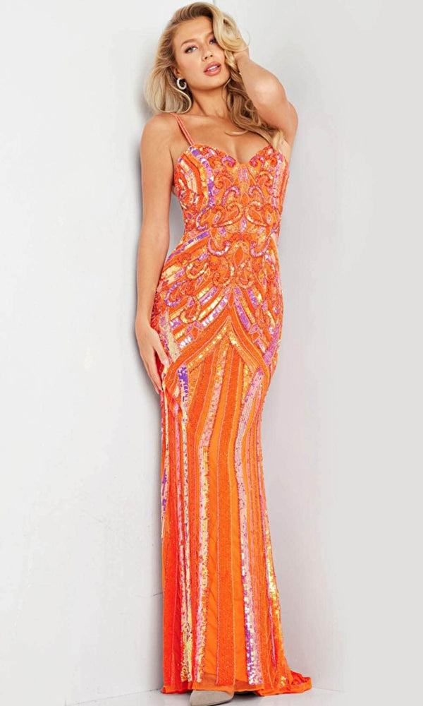 Jovani 38300 - Sequin-Embellished Mesh Gown - Prom
