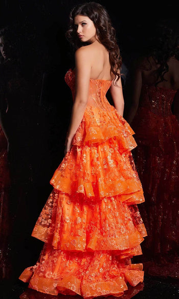 Jovani 38528 - A-Line Prom Gown with Tiered Design - Prom