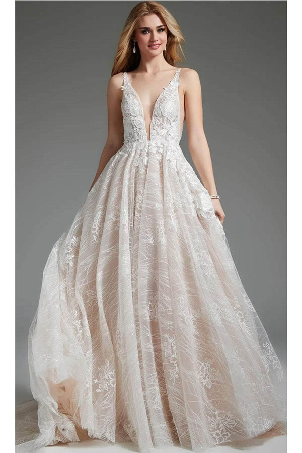 Jovani 39435 - Romantic Floral A-Line Bridal Gown - Prom
