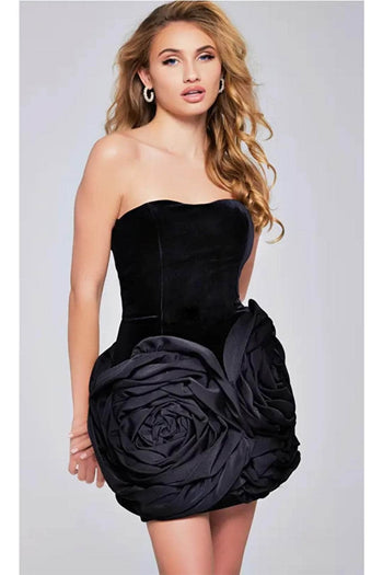 Jovani 39848 - Strapless Rose Detailed Cocktail Dress - Prom