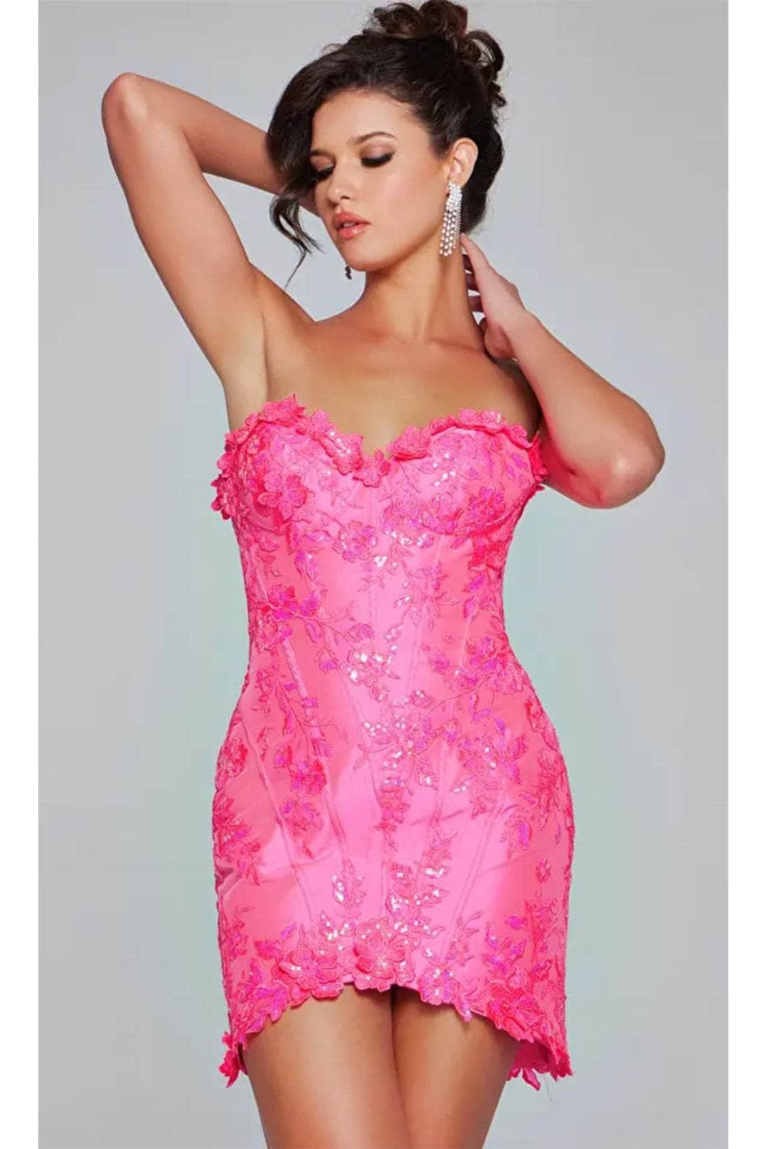 Jovani 40380 - Floral Appliqued Sweetheart Cocktail Dress - Prom