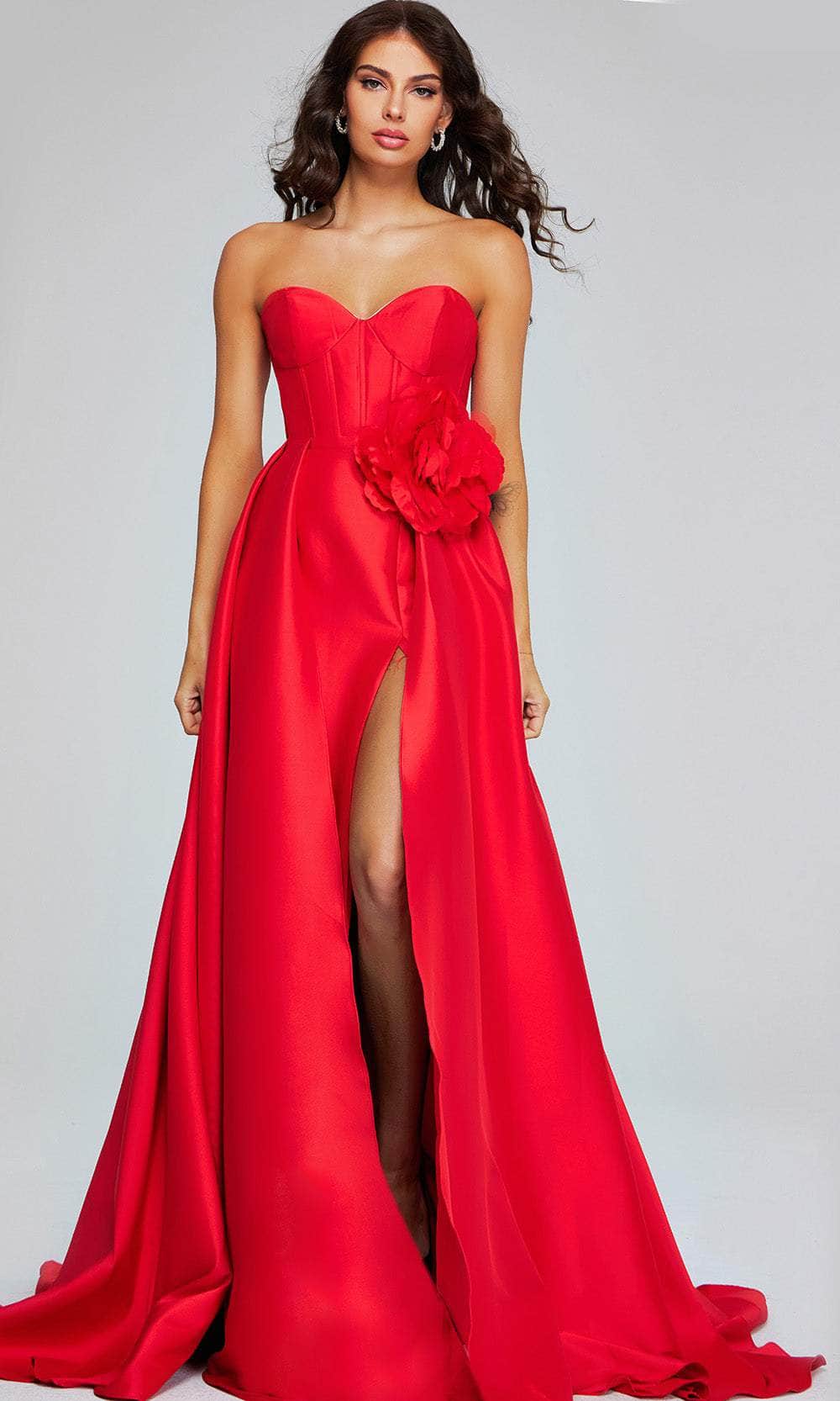 Jovani 40826 - Strapless Evening Gown with Pleated Overskirt - Prom