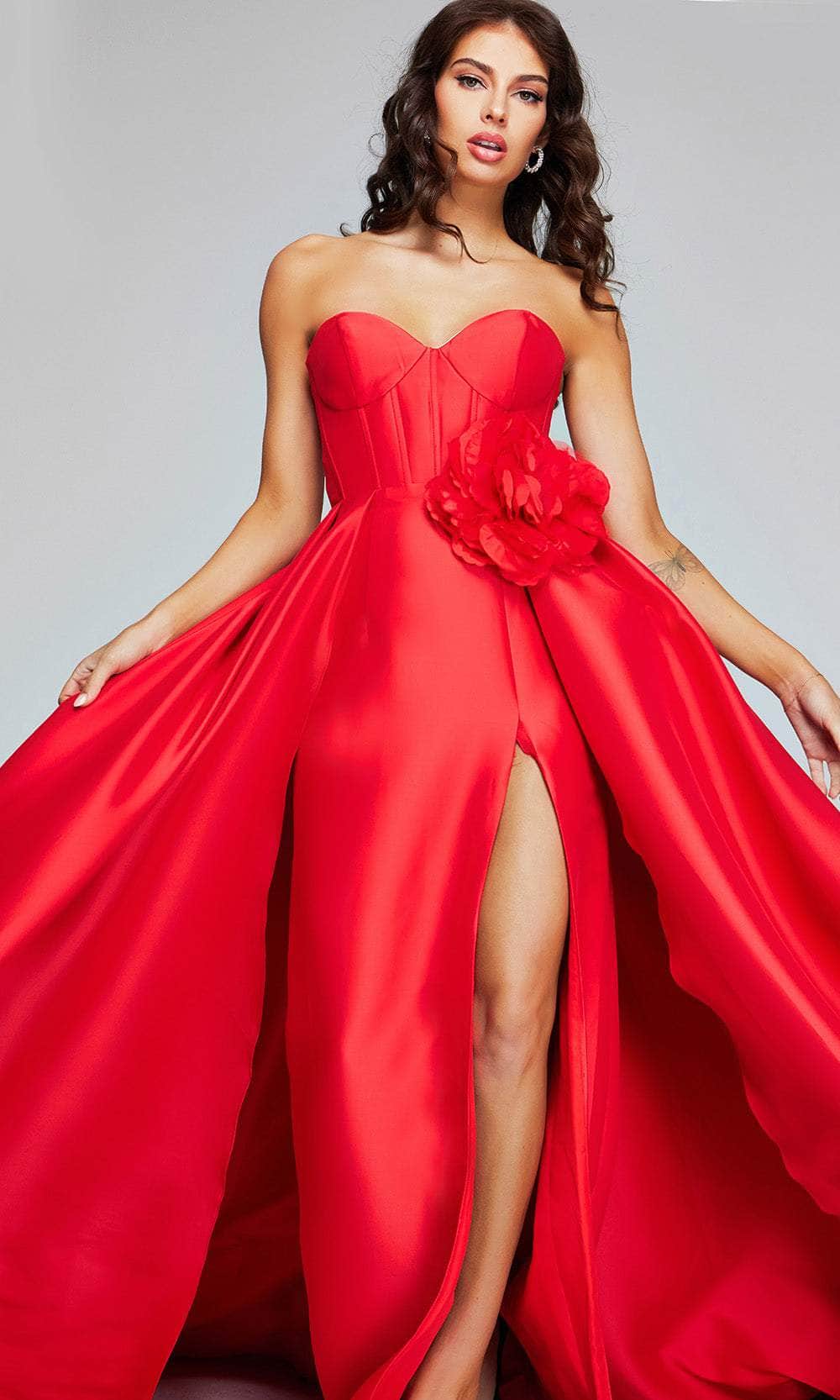 Jovani 40826 - Strapless Evening Gown with Pleated Overskirt - Prom