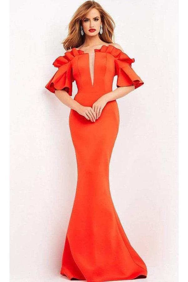 Jovani - 49634 Embroidered Off Shoulder Fitted Dress - Prom