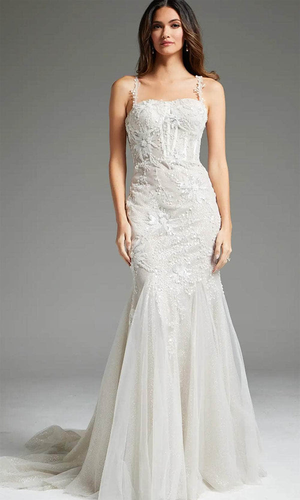 Jovani JB40631 - Embellished Bridal Gown with Semi-Sweetheart Neckline - Prom