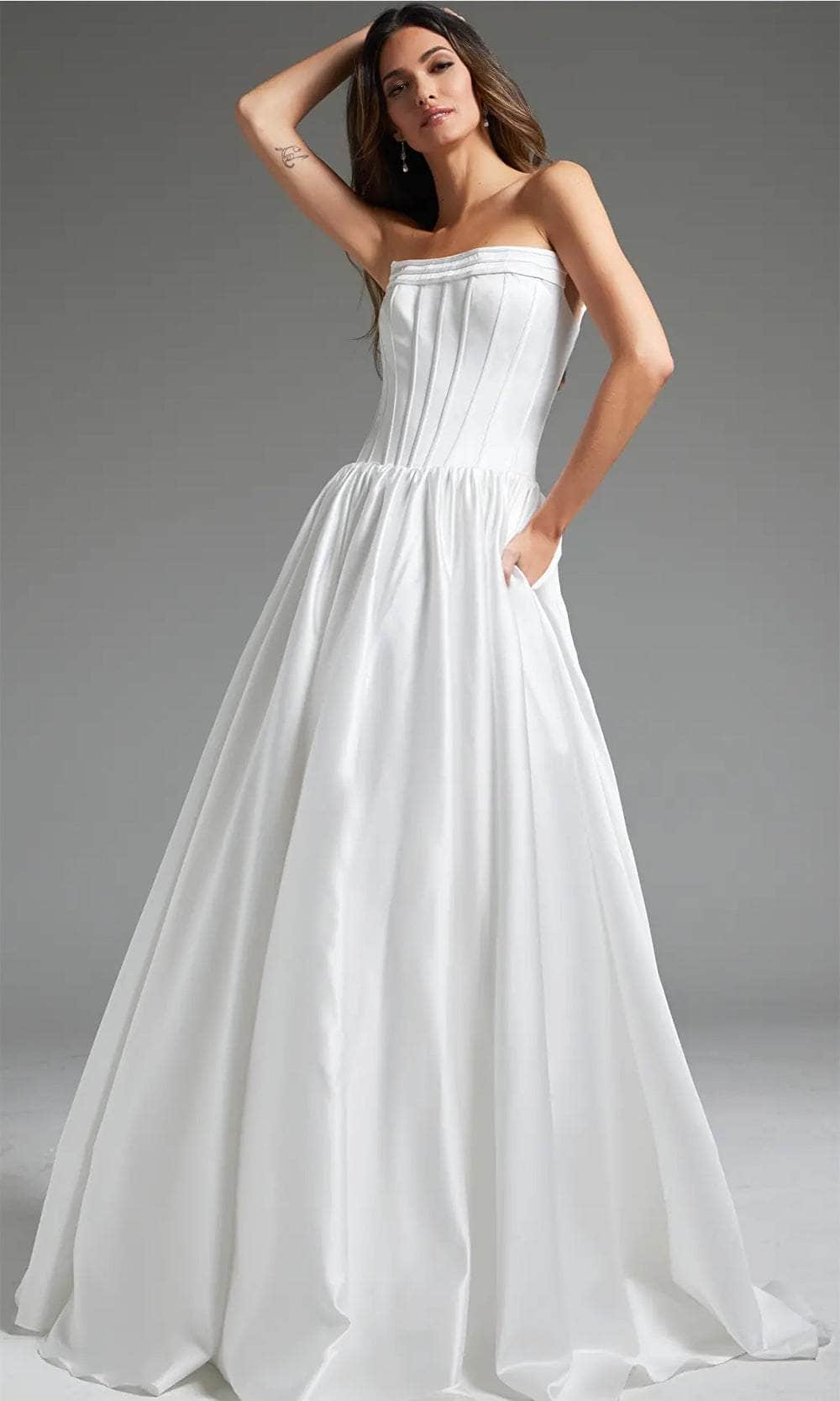 Jovani JB40784 - Bridal Gown with Corset Bodice and Straight-Across Design - Prom