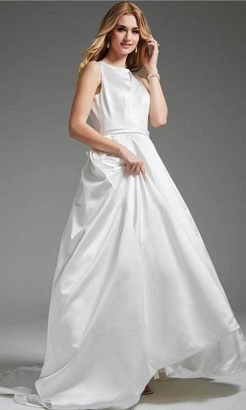 Jovani JB42319 - Jewel Neck Bridal Gown with Front Keyhole Detail - Prom