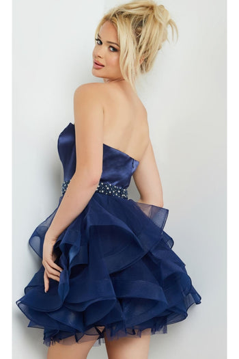 Jovani Navy Blue Short Strapless Party Dress 22901 - Apparel & Accessories > Clothing > Dresses