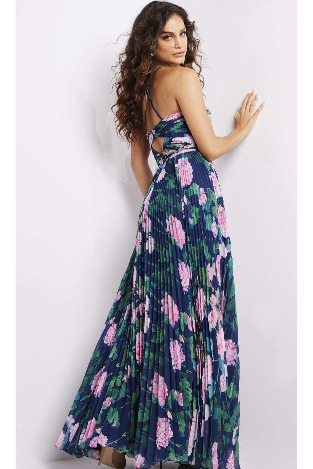 Jovani Pleated Long Floral-Print Prom Dress 38638 - Apparel & Accessories > Clothing > Dresses