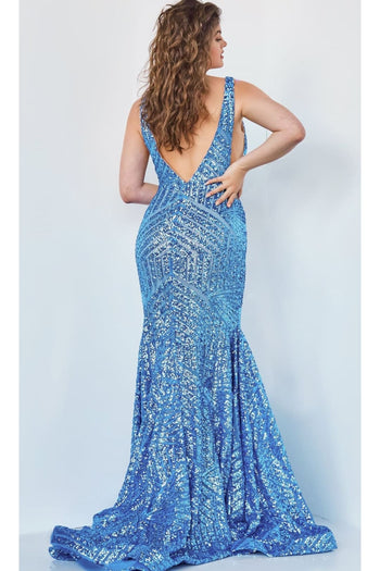 Jovani Plus-Size Mermaid Prom Dress with Sequins - Prom