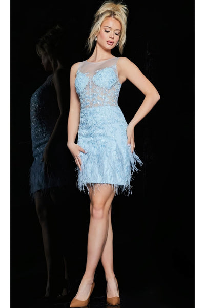 Jovani Short Party Dress with Feathers 22334 - Apparel & Accessories > Clothing > Dresses
