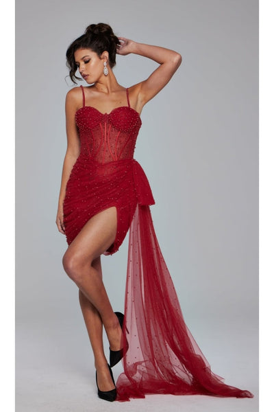 Jovani Side-Drape Short Beaded Cocktail Dress 42368 - Apparel & Accessories > Clothing > Dresses