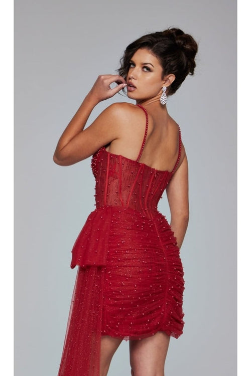 Jovani Side-Drape Short Beaded Cocktail Dress 42368 - Apparel & Accessories > Clothing > Dresses