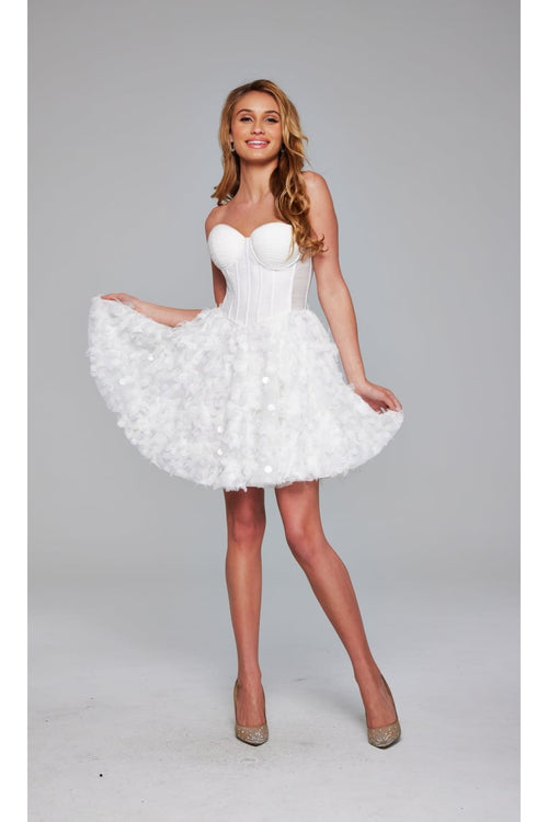 Jovani Strapless Short White Hoco Dress 38248 - Apparel & Accessories > Clothing > Dresses
