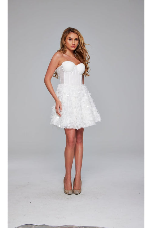 Jovani Strapless Short White Hoco Dress 38248 - Apparel & Accessories > Clothing > Dresses