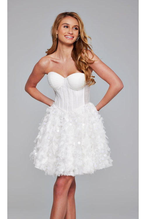 Jovani Strapless Short White Hoco Dress 38248 - Apparel & Accessories > Clothing > Dresses