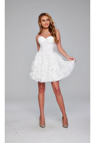 Jovani Strapless Short White Hoco Dress 38248 - Apparel & Accessories > Clothing > Dresses