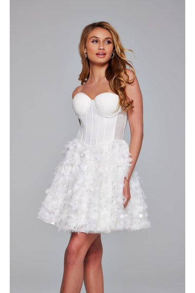 Jovani Strapless Short White Hoco Dress 38248 - Apparel & Accessories > Clothing > Dresses