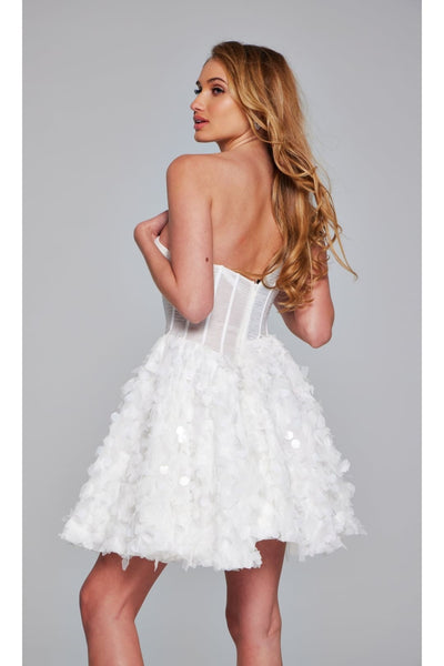 Jovani Strapless Short White Hoco Dress 38248 - Black / 2 - Apparel & Accessories > Clothing > Dresses